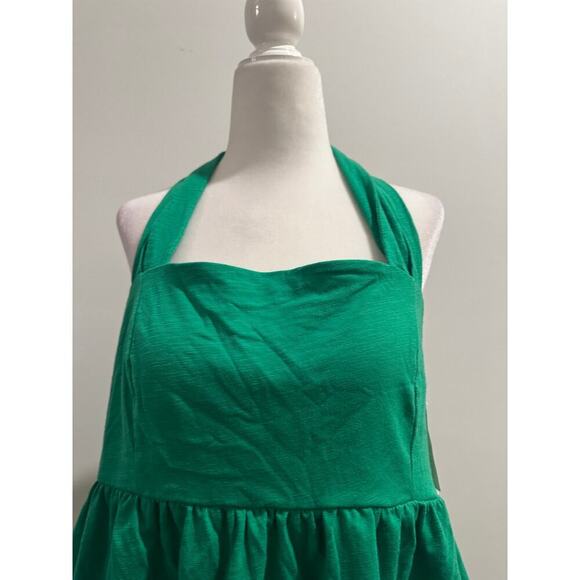 NWT Size Medium CeCe Green Halter Neck Ruffle Hem Babydoll Style y2K Blouse Top - Picture 4 of 12
